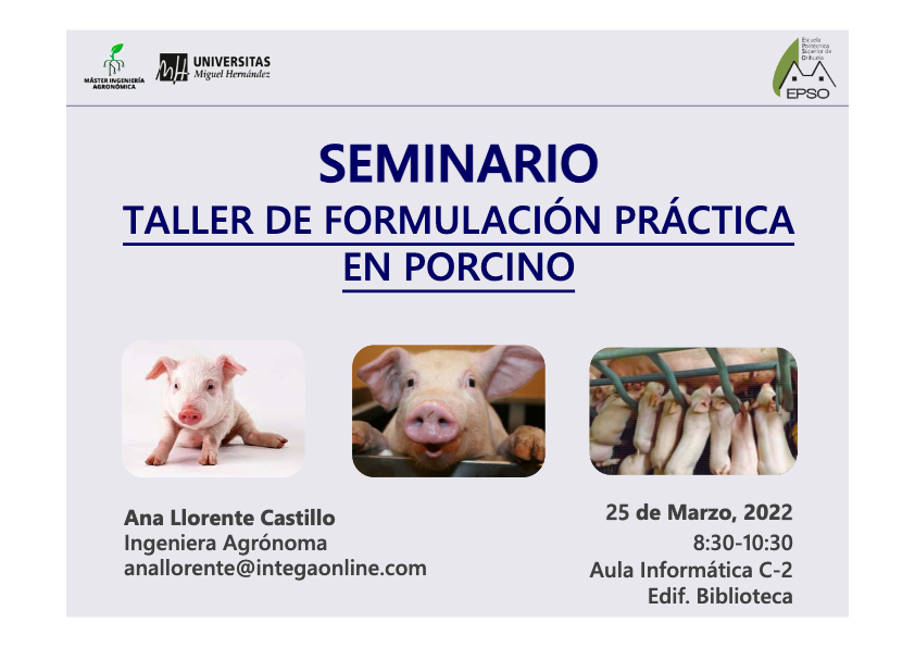 Seminario Taller de Formulación práctica en porcino