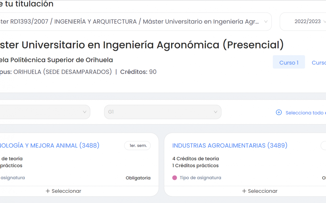 La UMH desarrolla una aplicación web para generar el horario de cada estudiante